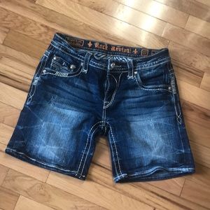 Ladies Denim Rock Revival Shorts